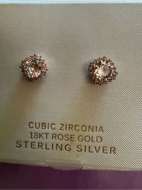 Kohl's 18KT Rose Gold plated Cubic Zirconia Halo Stud Earrings - Pink